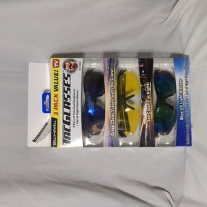 New 3 Pair TacGlasses See Clearer During the Day & At Night Blue UV Light Block